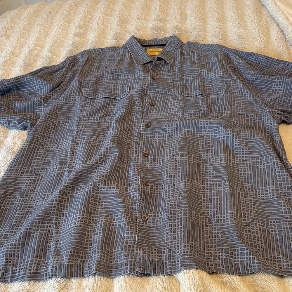 Tommy Bahama Grey Geometric Button Down Shirt